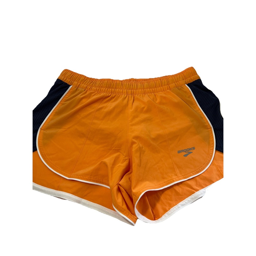 Brooks‎ Womens Running Shorts Size XS Orange &Black Lined Lightweight